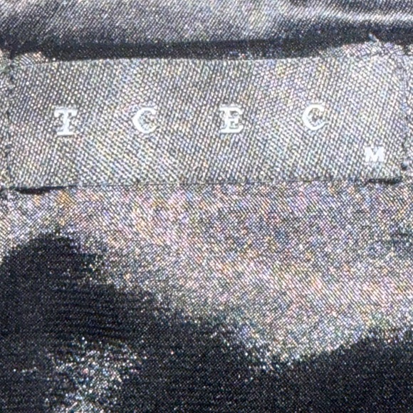 Black Satin Open Back Cocktail Dress w/ Gold Waist TCEC Size Medium party dress - Picture 4 of 7